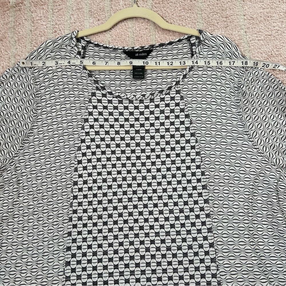 Ali Miles Geometric Tunic Stretch Jersey 3/4 Sleeves SZ 2X Black‎ Off White Gray - Picture 6 of 11